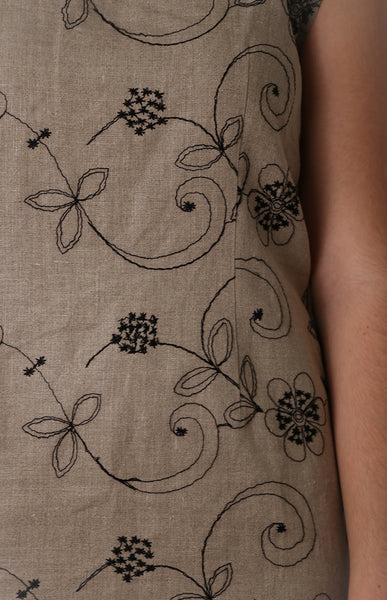 Embroidered Square Neck Dress